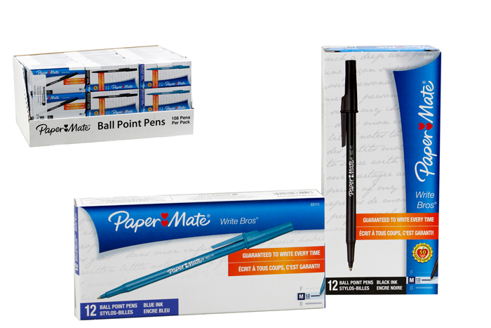 Paper Mate Ball Point Pens Pack - Blue & Black
