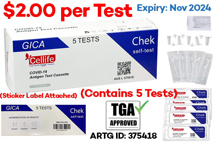 $2 Per Test - Cellife Covid-19 Rapid Antigen Test Kit - Nasal Swab
