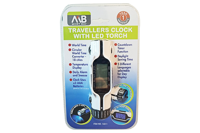 Mort Bay Travellers Clock With LED Torch