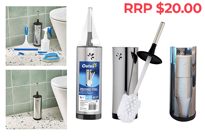 Oates Premium Stainless Steel Toilet Brush Set