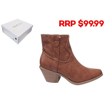 Khoko Women's Kasey Point Toe Cowboy Boots - Tan