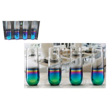 Rainbow Ombre Set of - Stemless Champagne Flute - Sleeve Package