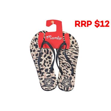 Ladies Mambo Animal Print Thongs