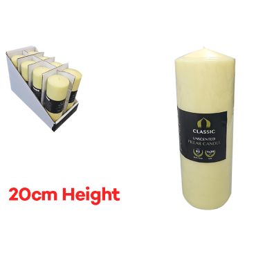 Classic Unscented Pillar Candles - Cream 20cm