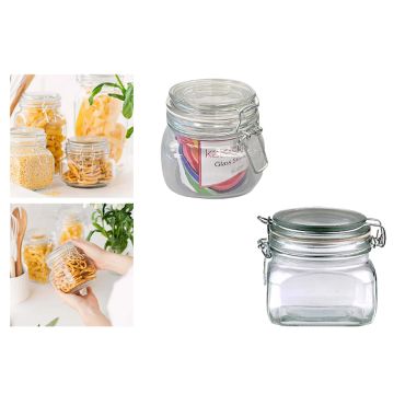 Kate's Kitchen Clip Top Square Glass Jar