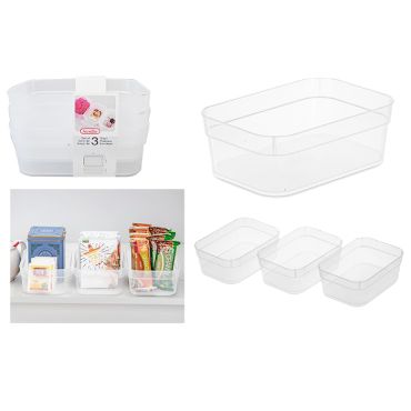 Sterilite Set of 3 Medium Storage Trays - Clear