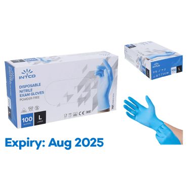 Intco Disposable Nitrile Exam Gloves - Large