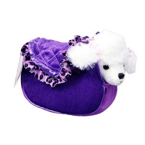 Poodle In Purple Leopard Print Ruffles Bag